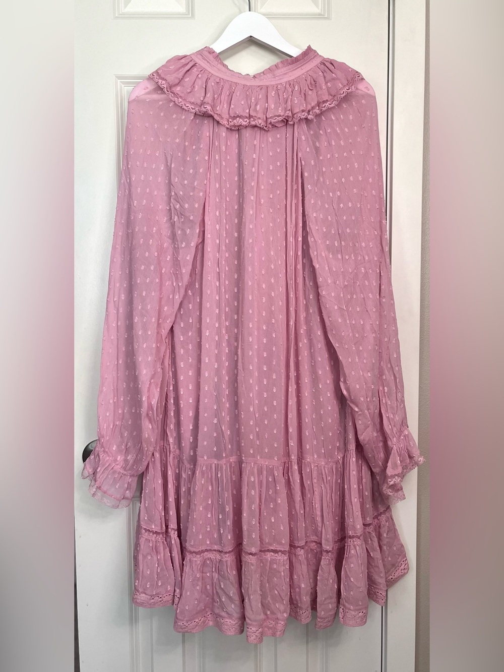 By Anthropologie Long-Sleeve V-Neck Ruffled Mini Tunic Dress - Picture 2 of 6